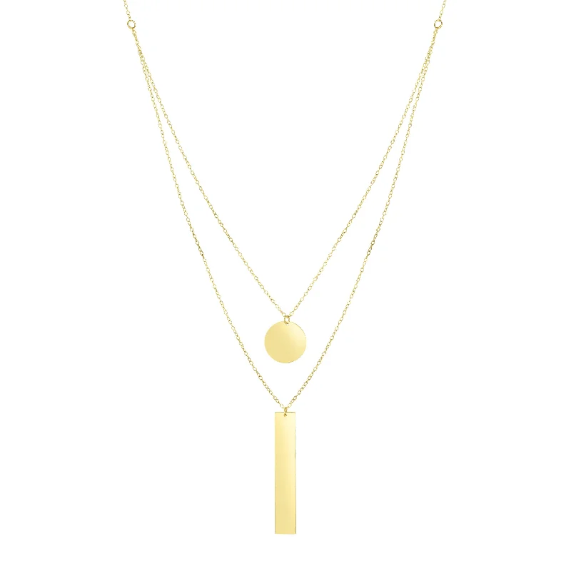 Bear charm necklaces-14K Gold Polished Circle & Bar Multi-Strand Necklace