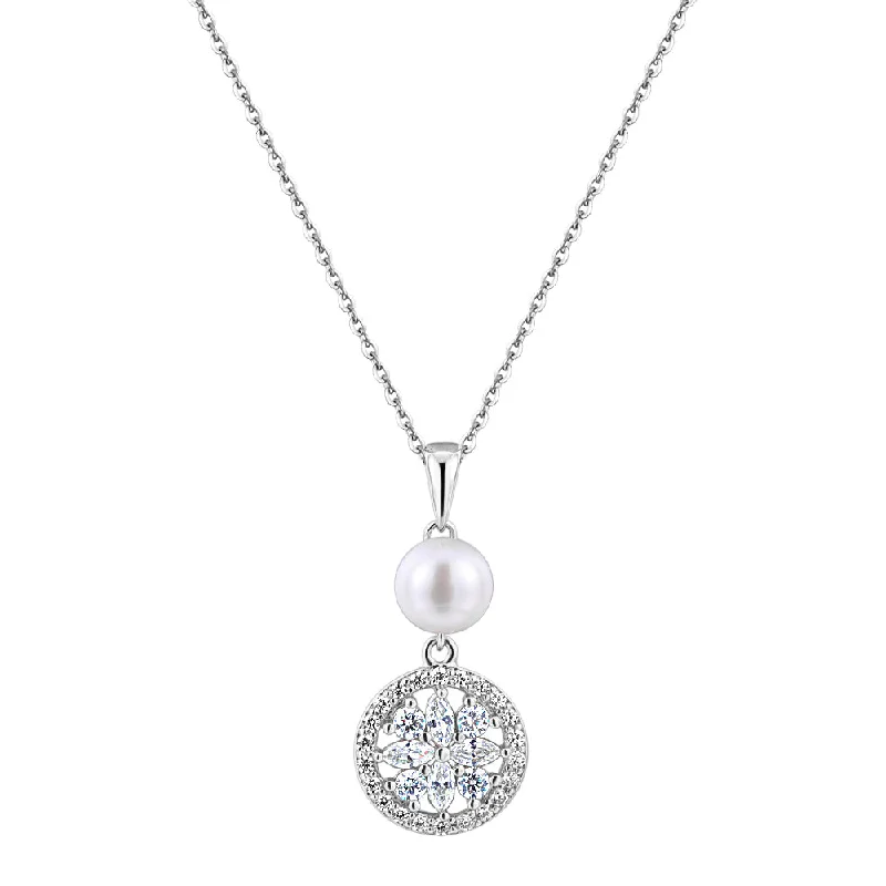 Celestial sign necklaces-Cultured freshwater pearl drop necklace in sterling silver