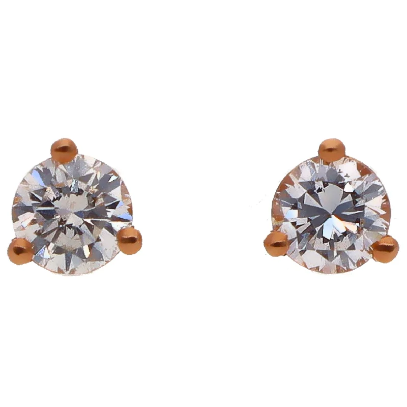 Pure star earrings-14K Rose Gold Diamond Stud Earrings