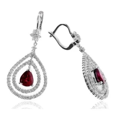 Subtle drop earrings-14 Karat White Ruby Gemstone Earrings