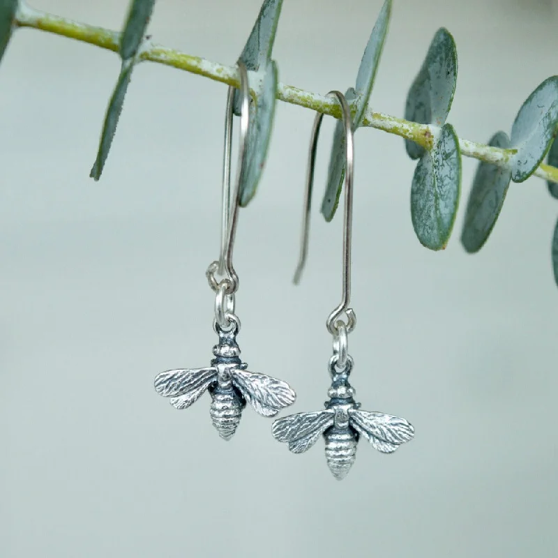 Fiber bead earrings-Tiny Bee Drop Earrings