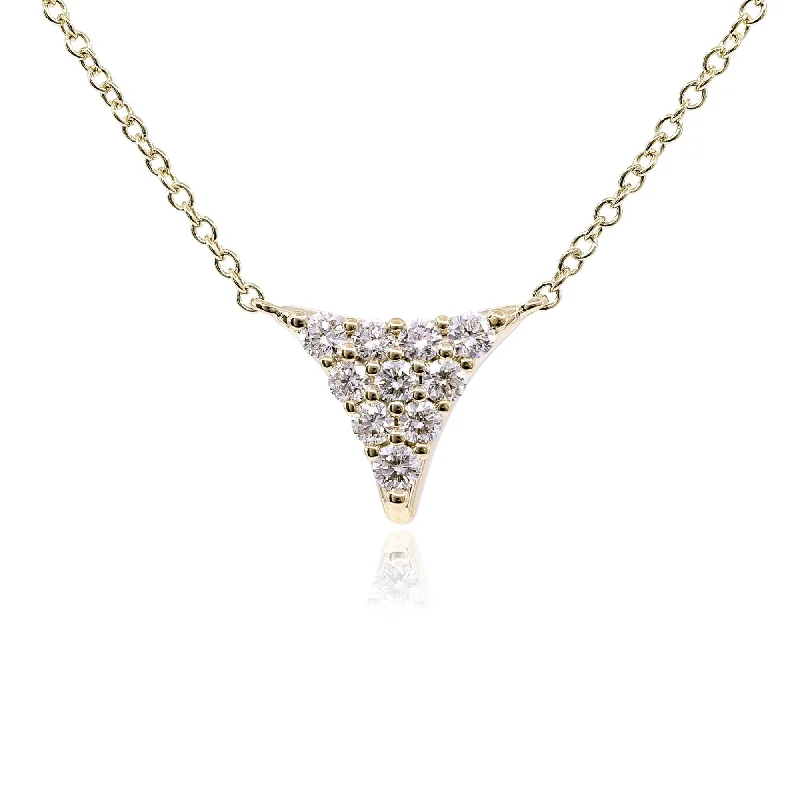 Edwardian necklaces-14K YELLOW GOLD DIAMOND PAVE TRIANGLE NECKLACE - 0.31CTW