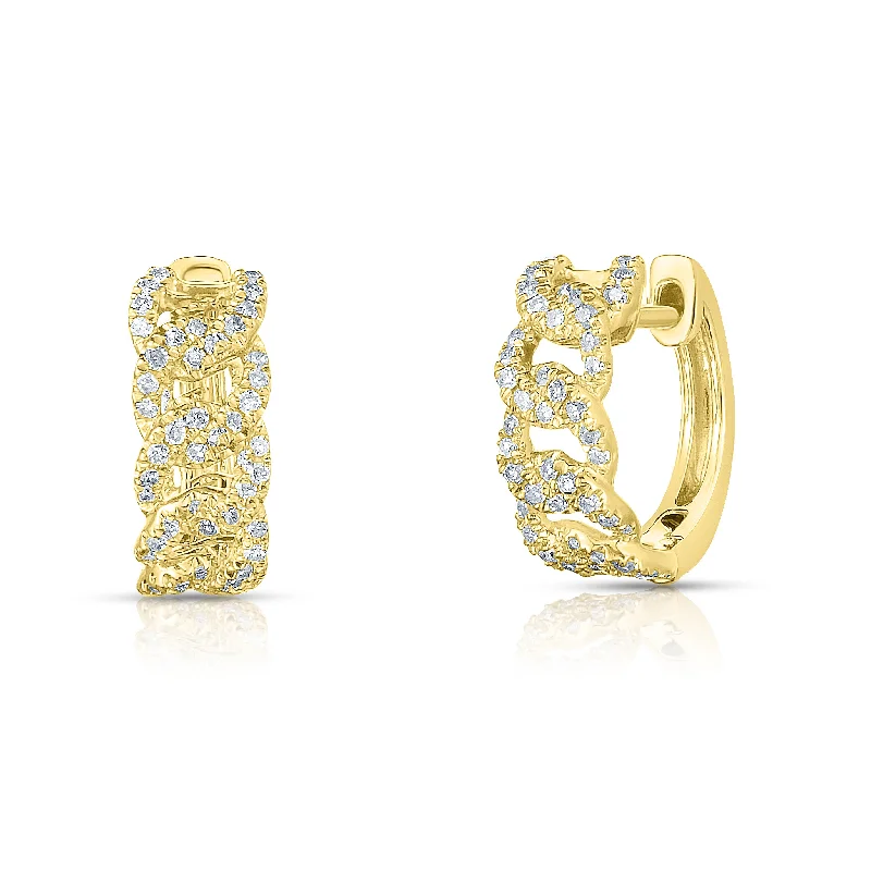 Small dot earrings-14 Karat Yellow Huggie Diamonds Earrings