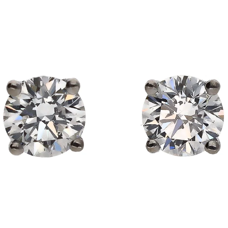 High gloss earrings-14K White Gold Diamond Stud Earrings