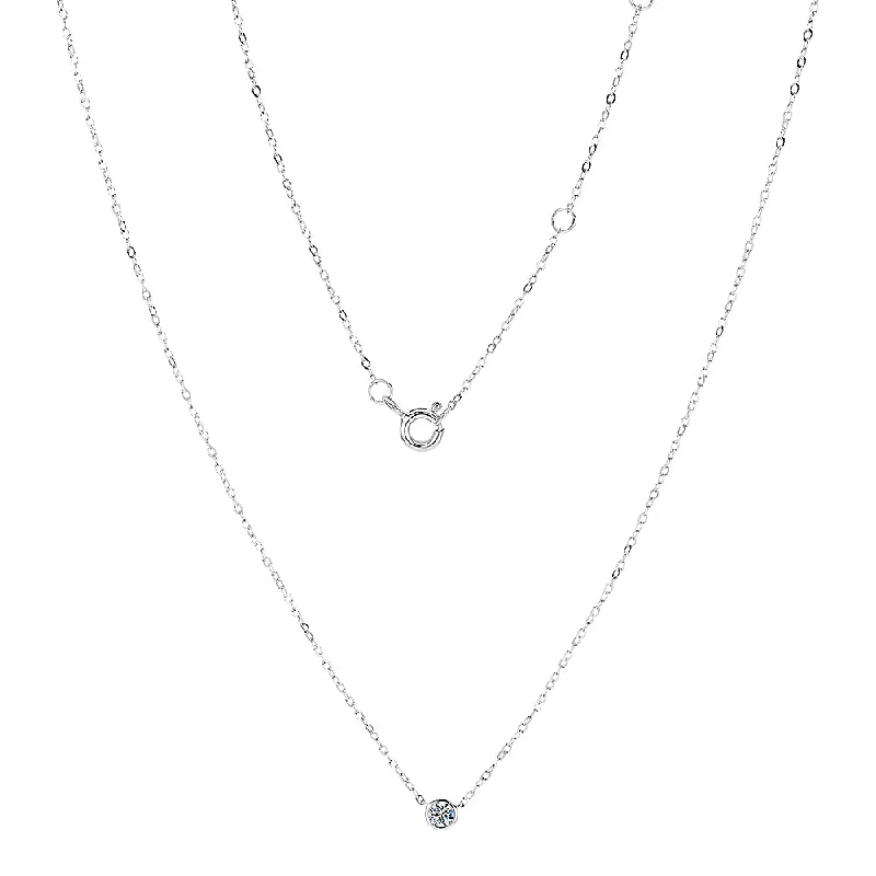 Mist glass necklaces-Premium Lab-Grown Diamond, 0.10 carat round brilliant solitaire necklace in 10 carat white gold