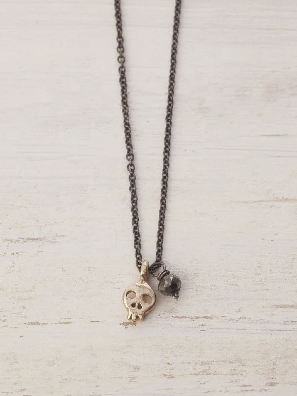 Luxe diamond necklaces-Tiny Skull Gem Necklace