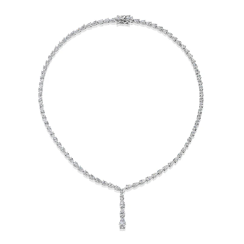 Ripple wave necklaces-Statement necklace with 22.59 carats* of diamond simulants in sterling silver