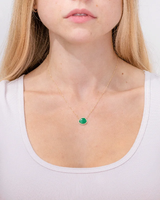 Pure crystal necklaces-2.29ct Emerald & Diamond Halo Necklace