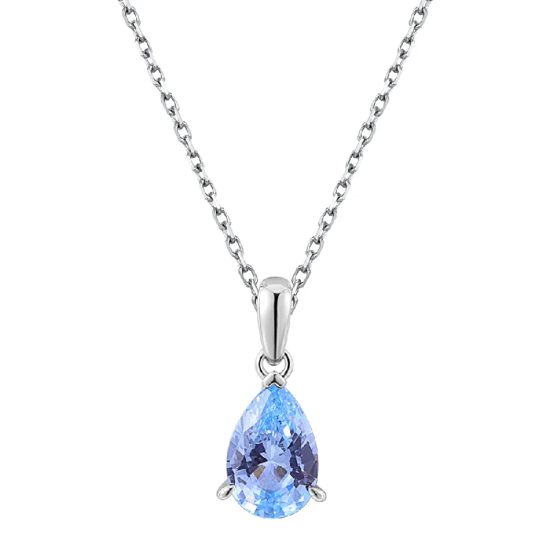 Fine filigree necklaces-Oval solitaire necklace with blue topaz simulant in sterling silver