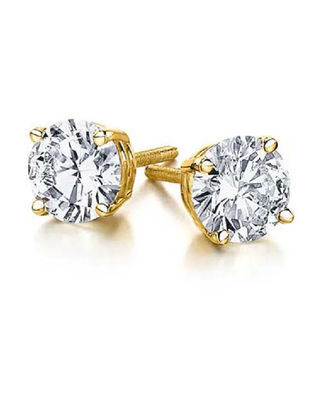 Glossy bead earrings-14 Karat Yellow 1.45ct Diamond Stud Earrings