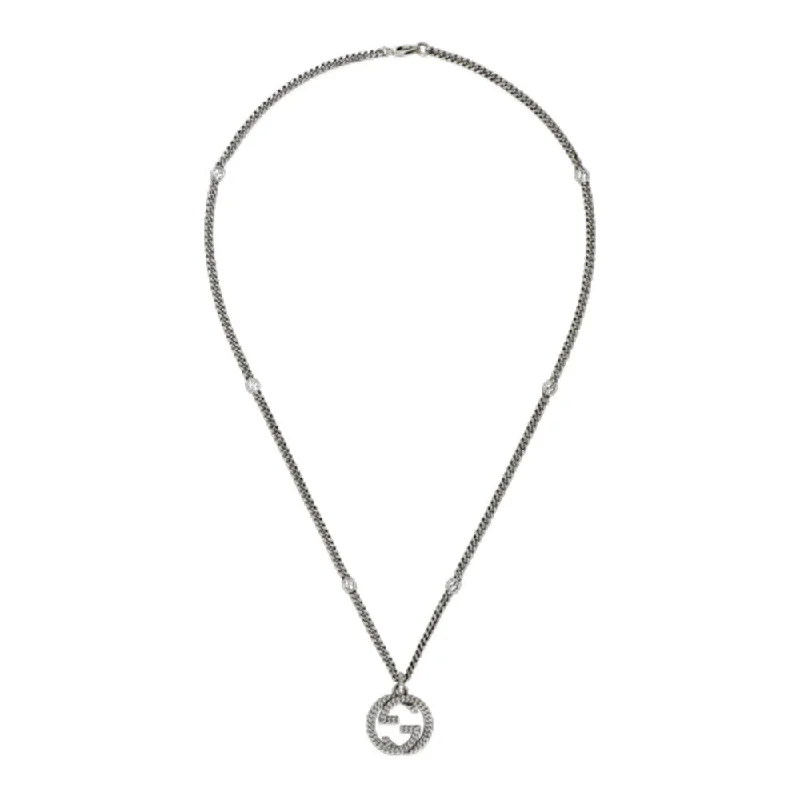 Cultured pearl necklaces-GUCCI STERLING SILVER INTERLOCKING G NECKLACE