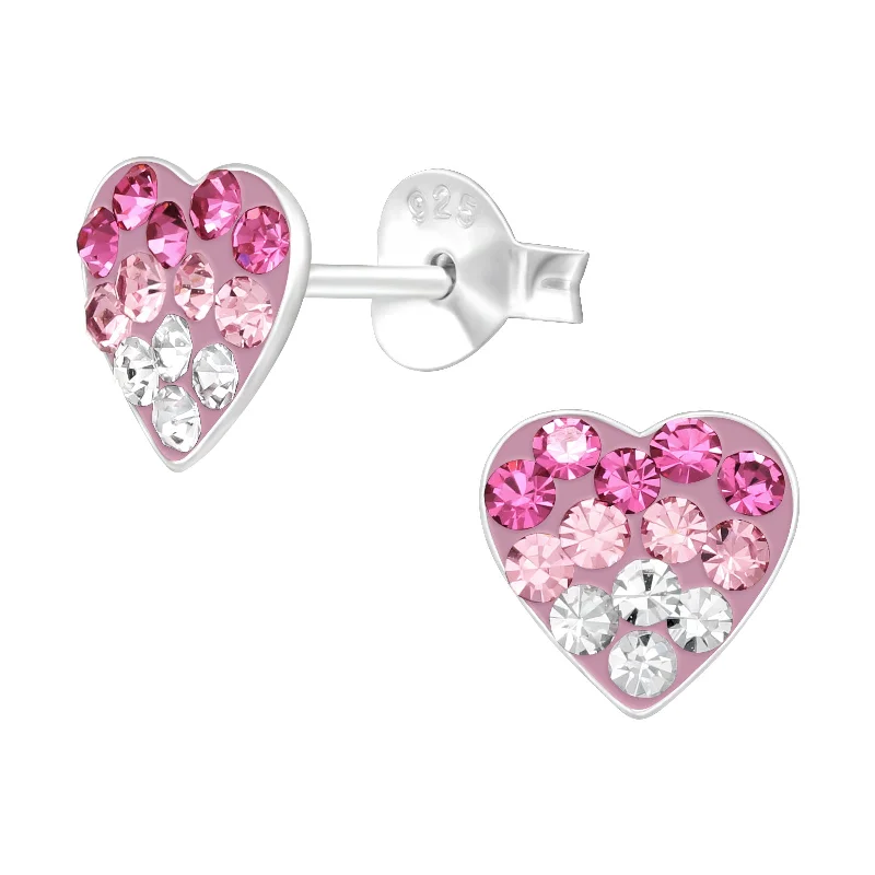 Light drop earrings-Children’s Sterling Silver Pink Love Heart Earring’s.