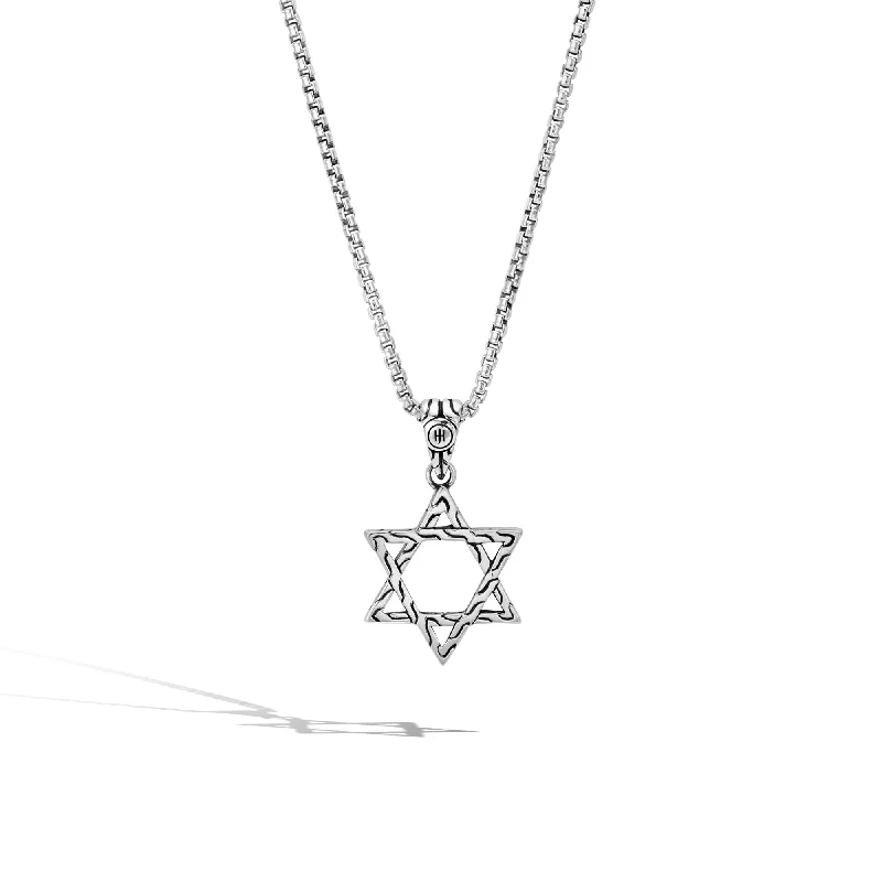 Luxe diamond necklaces-JOHN HARDY STERLING SILVER STAR-OF-DAVID PENDANT NECKLACE