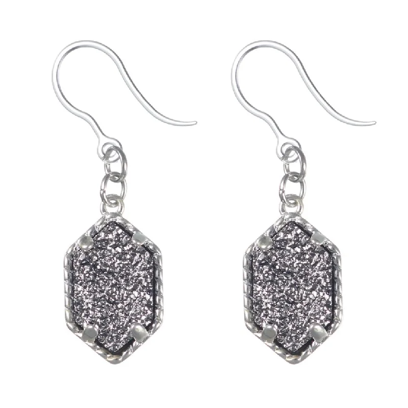 Petite Faux Druzy Drop Dangles Hypoallergenic Earrings for Sensitive Ears Made with Plastic Posts