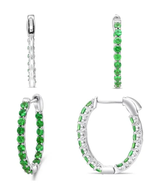 Tapered drop earrings-14 Karat White Tsavorite Garnets Gemstone Earrings