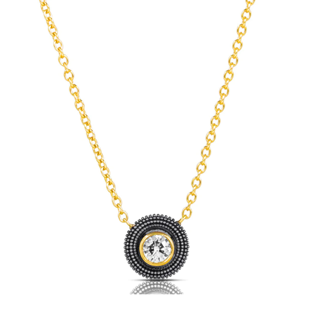 Nova star necklaces-SUNEERA BLACK RHODIUM AND STERLING SILVER JOSS DIAMOND PENDANT WITH 14K YELLOW GOLD NECKLACE