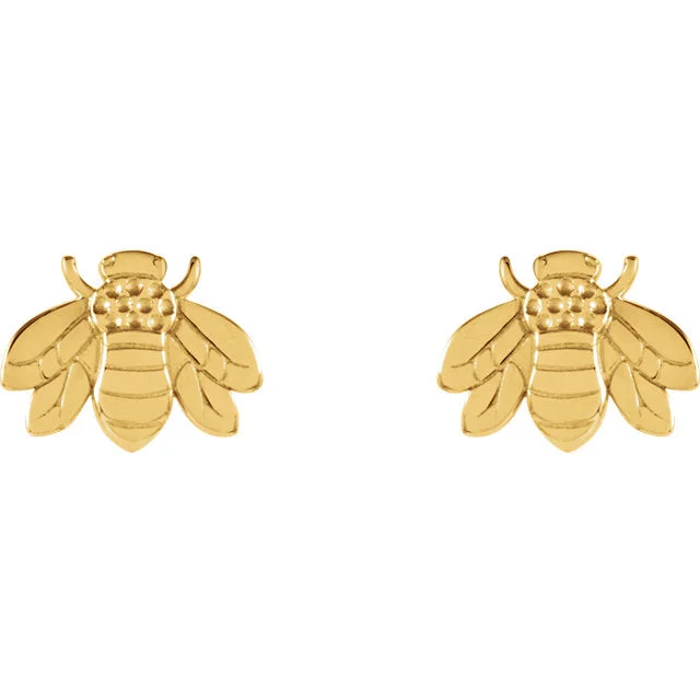 Rustic flair earrings-Bumblebee Studs - 14k Yellow Gold