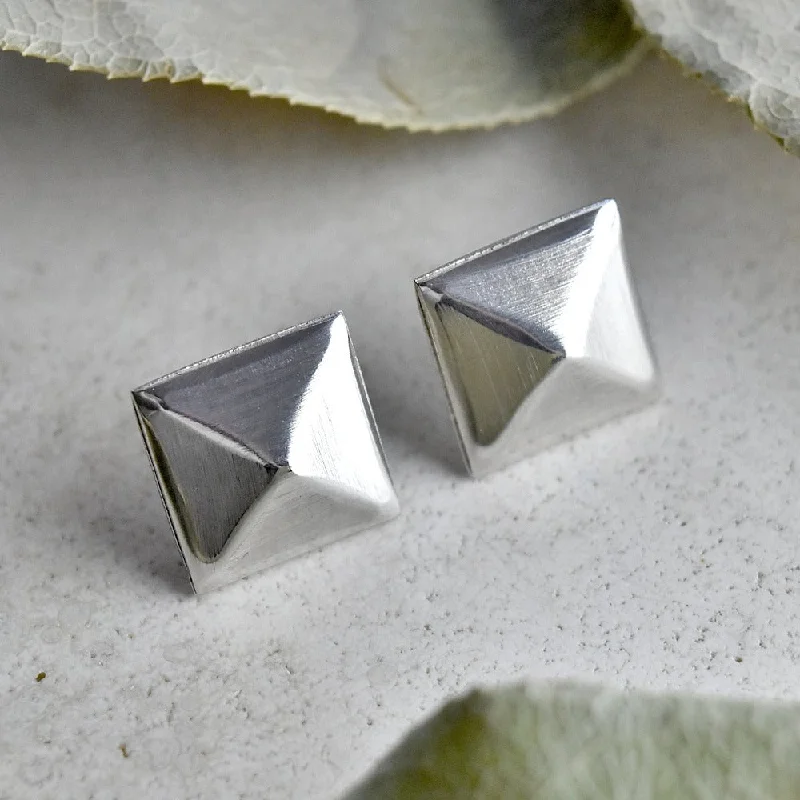 Aged coin earrings-Pyramid Stud Earrings