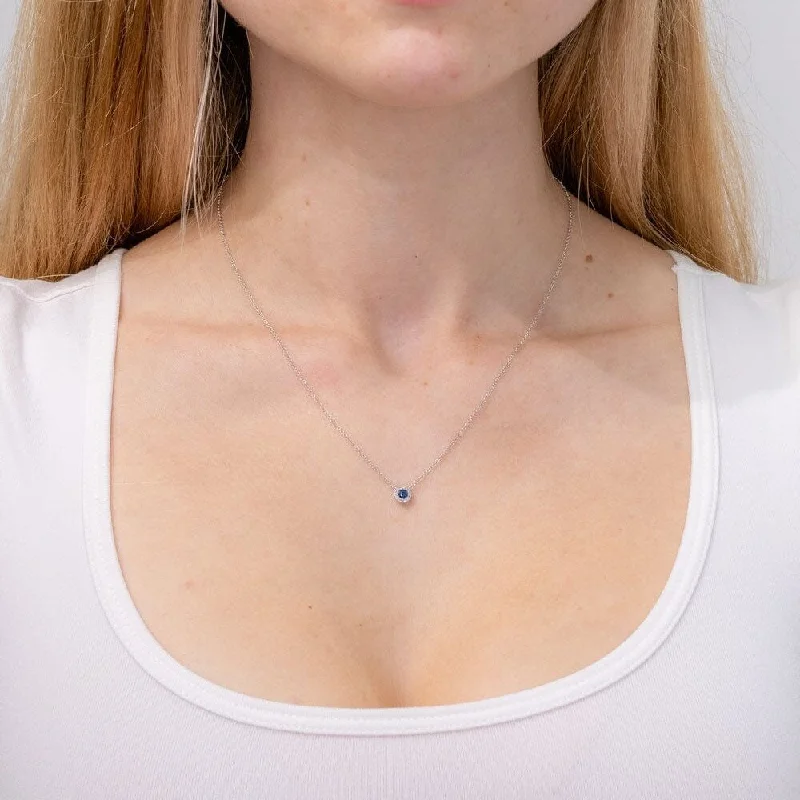 Jazz age necklaces-Sapphire & Diamond Halo Necklace