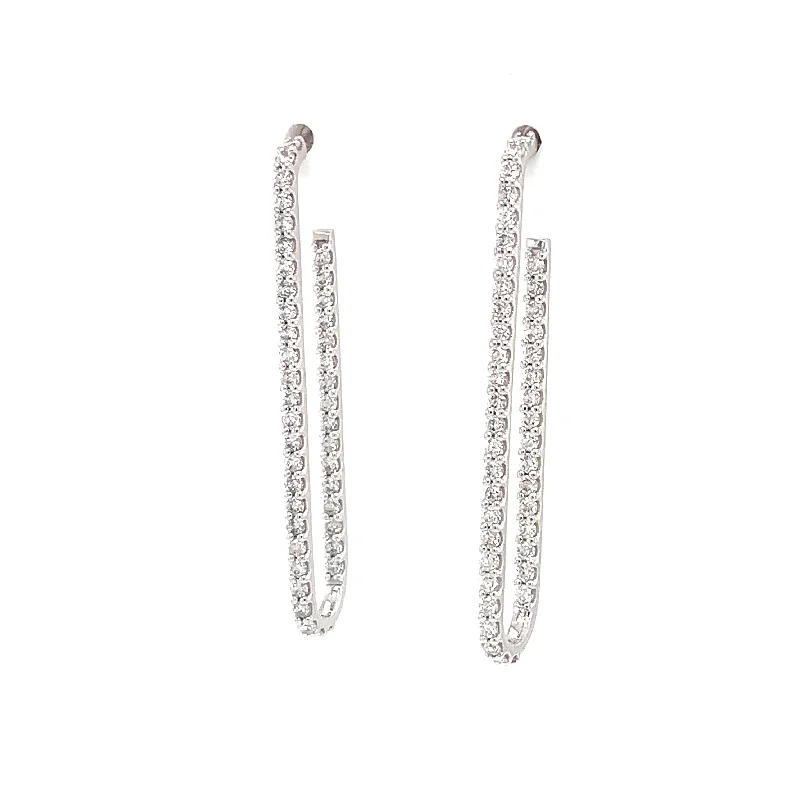 Reed style earrings-14 Karat White Drop Diamond Earrings