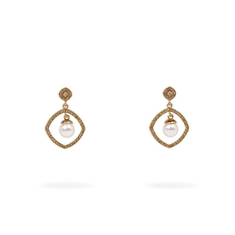 Clear gem earrings-Shayna Cubic Zirconia Pearl Earrings in Light Topaz