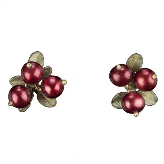 Bright art earrings-Cranberry Stud Earrings