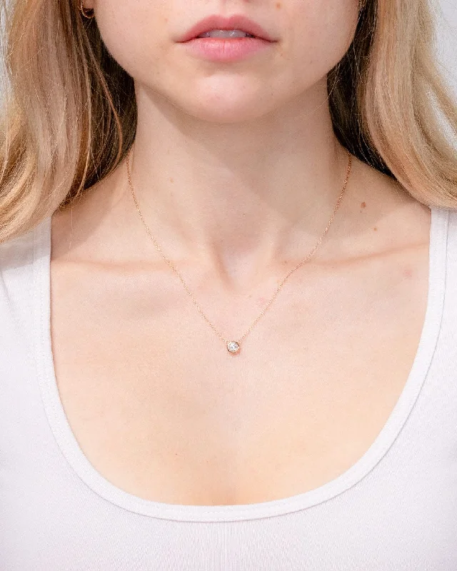 Topaz necklaces-0.27ct Diamond Bezel Necklace 14k Rose Gold