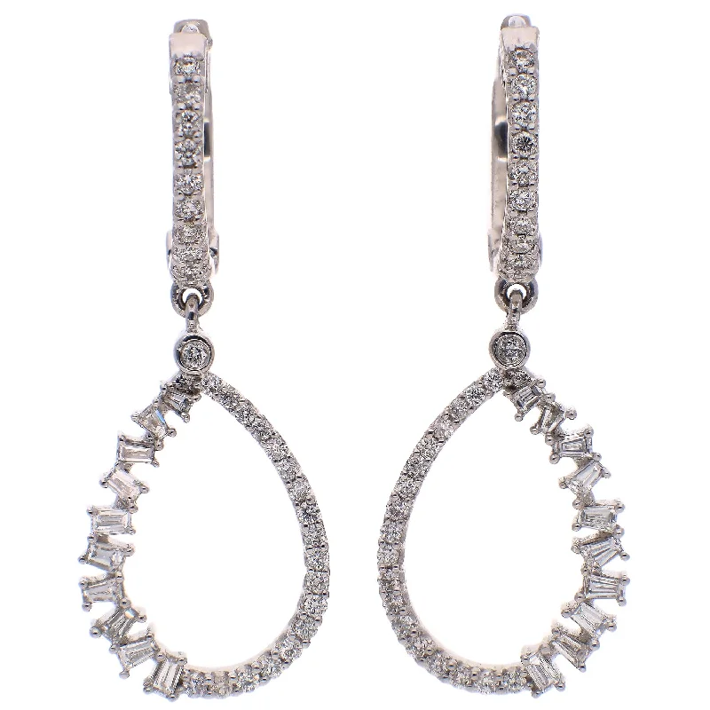 Petal design earrings-14K White Gold Diamond Earrings