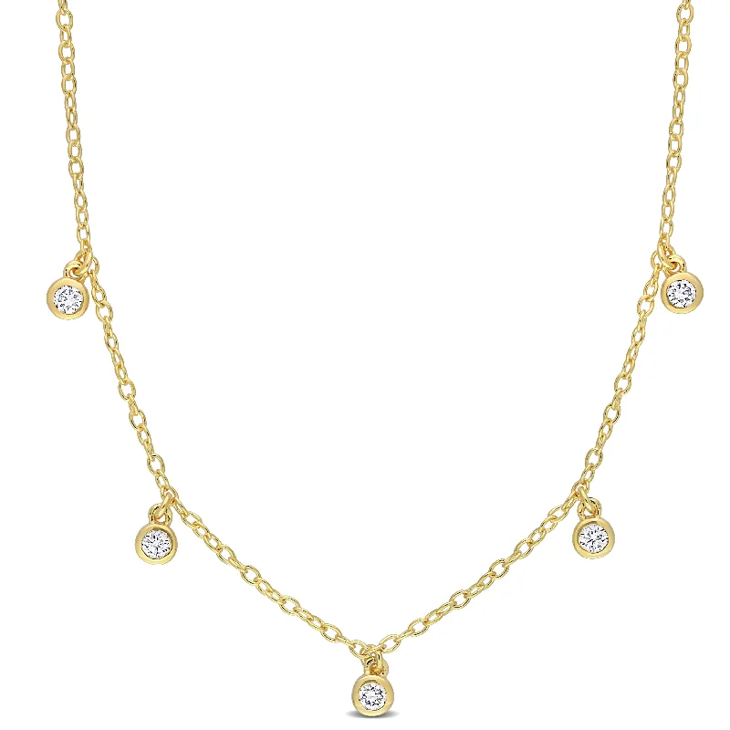 High bar necklaces-Created Forever 1/6ct TW Lab-Grown Diamond Station Necklace 18k Yellow Silver-16 in