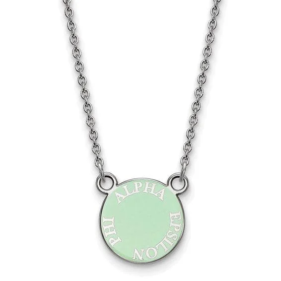 Etched disc necklaces-Sterling Silver Pitt Greek Alpha EPSILON Phi Enamel Disc Necklace