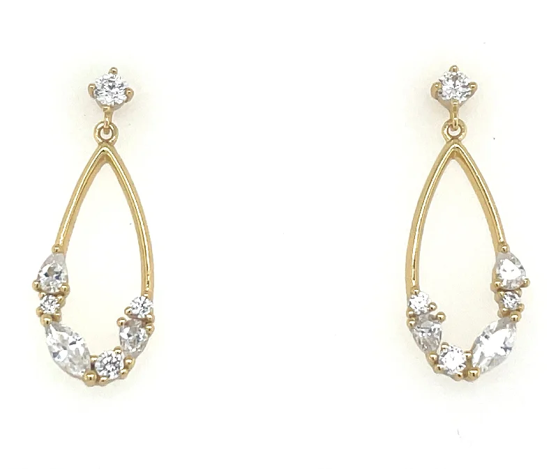 Stone weave earrings-Forma Golden Scattered Cz Drop Earrings