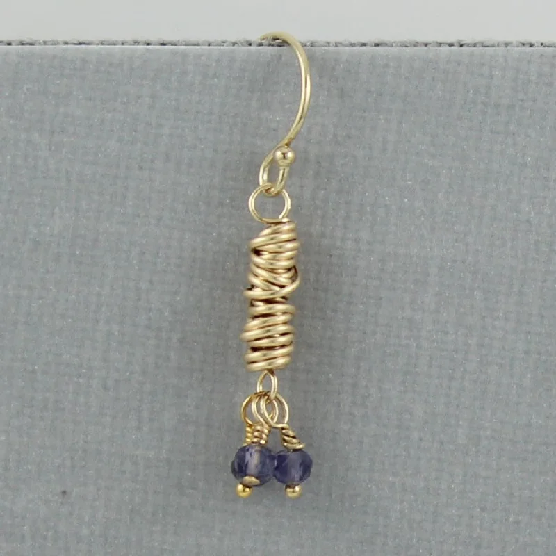 Warm clay earrings-Gold Micro-Twist and Gemstone Earring