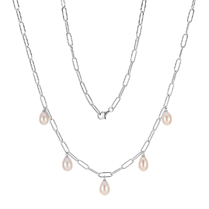 Subtle gemstone necklaces-Cultured freshwater pearl necklace in sterling silver