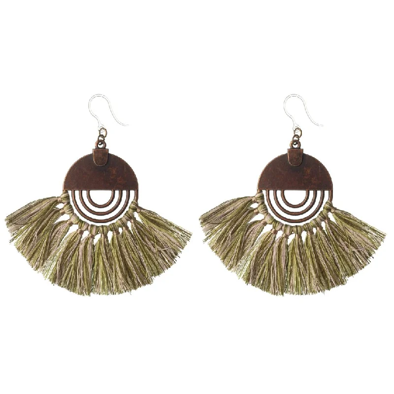 Bronze Sun Tassel Dangles Hypoallergenic Earrings for Sensitive Ears Made with Plastic Posts