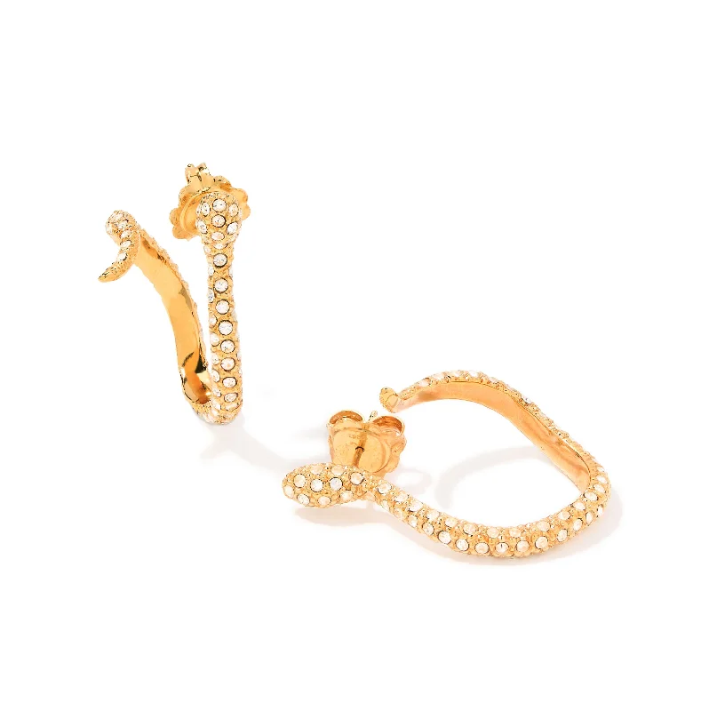 Shiny gold earrings-Serpentine Hoop Earrings