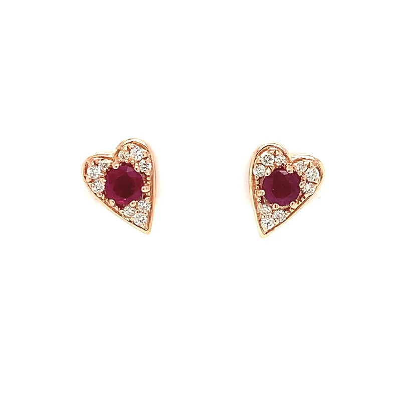 Slim hoop earrings-14 Karat Rosé Rubies Gemstone Earrings