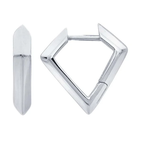 Fine drop earrings-Diamond-Shaped Huggie Hoop Earrings