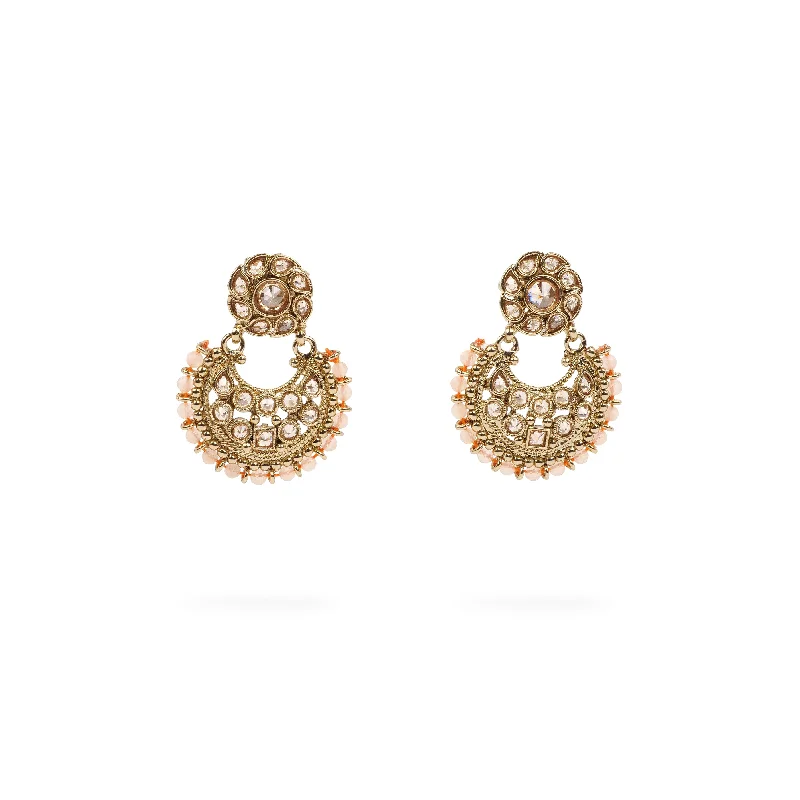 Jazz age earrings-Amina Chandbali Earrings in Peach