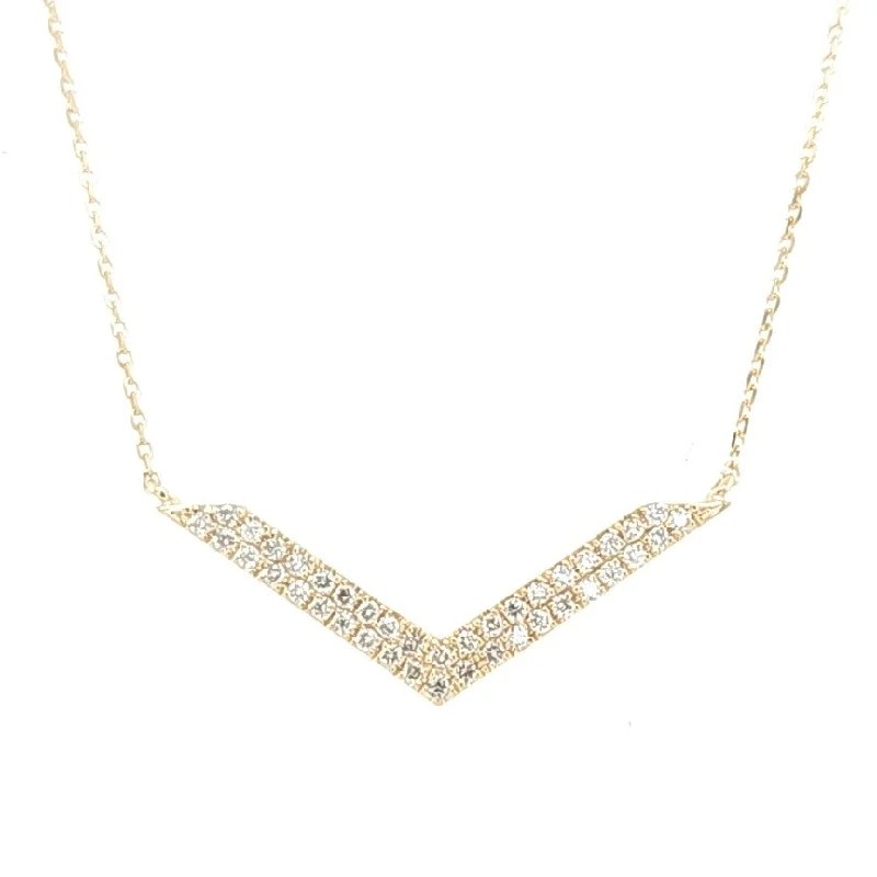 Java style necklaces-14ky Gold Chevron Shaped Diamond Necklace