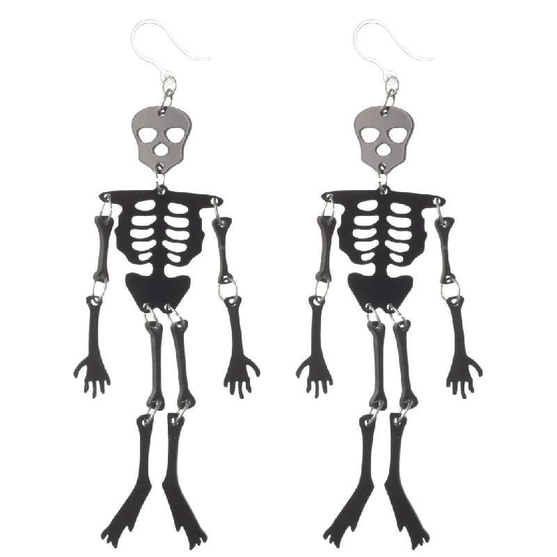 Exaggerated Skeleton Dangles Hypoallergenic Earrings for Sensitive Ears Made with Plastic Posts