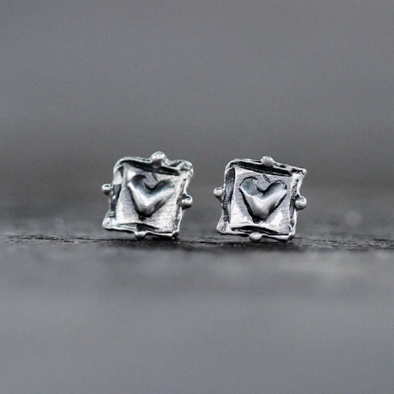 Two-tone earrings-Ancient Love Studs