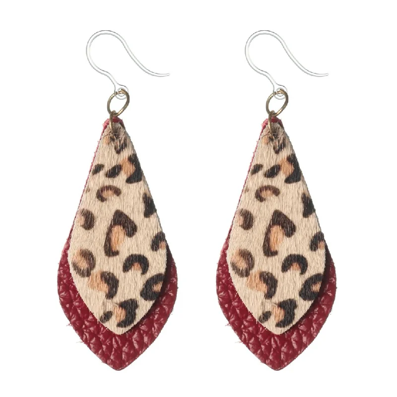 Mini Double Layer Leopard Earrings (Teardrop Dangles)