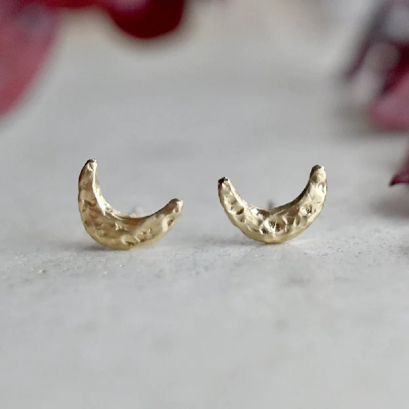 Solid hoop earrings-Tiny Moon Studs