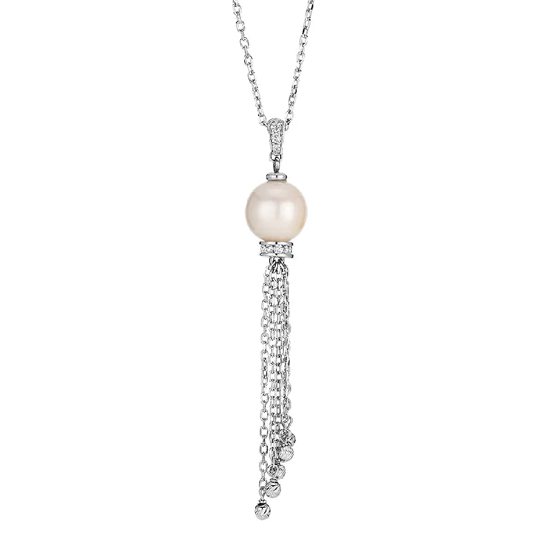 Bright stone necklaces-Cultured freshwater pearl drop necklace in sterling silver