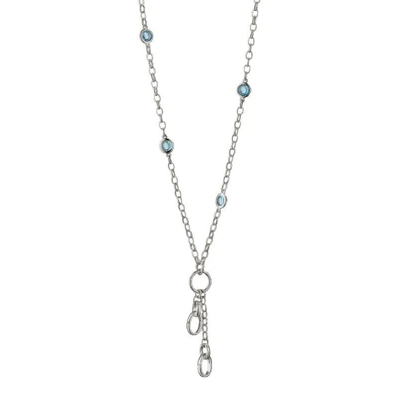 Lapis stone necklaces-Monica Rich Kosann Silver Blue Topaz Necklace With Charm Enhancers