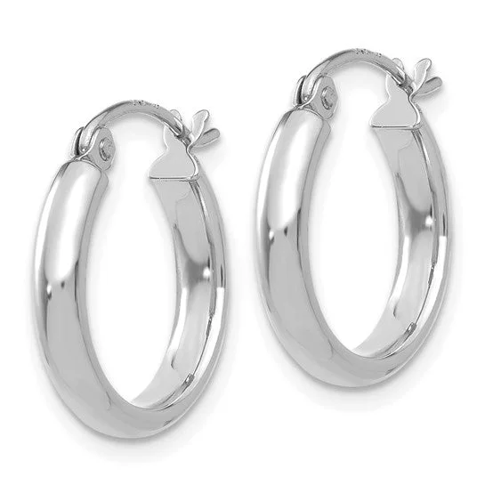 Sapphire stud earrings-14K White Gold Polish 15mm Tube Hoop Earrings