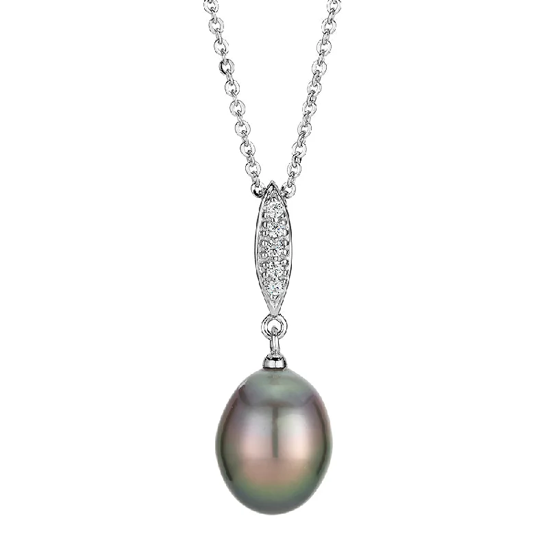 Reef knot necklaces-Tahitian pearl drop necklace in sterling silver