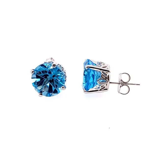 Trekker braid earrings-14 Karat White Blue Topazes Gemstone Earrings