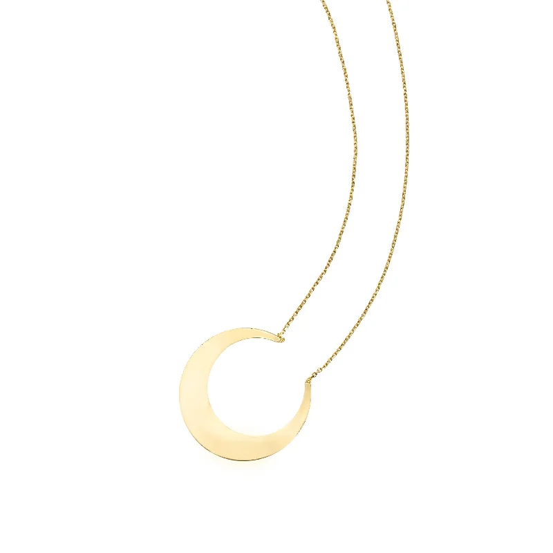 Celestial sign necklaces-14kt Gold 18 inches Yellow Finish 24x25mm(CE),0.8mm(Ch) Diamond Cut 2 inches Extender Moon Necklace with Lobster Clasp