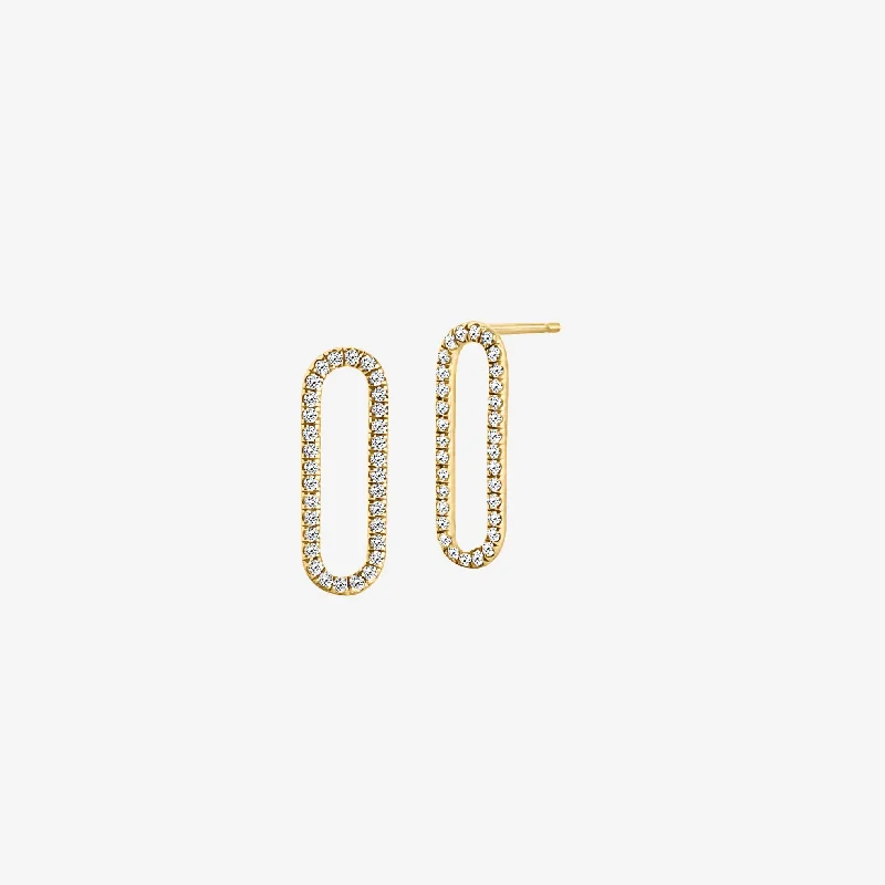 Light enamel earrings-Pave Diamond Link Earrings